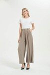 Tronjori Women High Waist Casual Wide Leg Long Palazzo Pants Trousers Regular Size(M,Mocha)