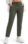 Libin Women's 4-Way Stretch Golf Pants 7/8 Ankle Casual Sweatpants Dress Work Pants with Pockets for Yoga, Athletic, Lounge, Travel, Olive Green,M