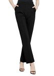 Urban CoCo Women's Yoga Dress Pants Stretchy Casual Slacks Straight Leg Work Pants with Pockets (Black, S)