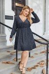 Plus Size Deep V Neck Sequin Mini Dress - Blue