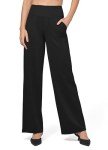 Willit Women's Yoga Pants Wide Leg Pants Stretch Dress Pants Work Casual Pants with Pockets High Waist 32" Black L