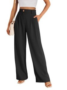 LILLUSORY Wide Leg Dress Pants Women's High Waisted Dressy Trousers, Black, X-Large
