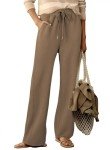 Dokotoo Sweatpants Wide Leg Dress Pants for Women Slacks Womens Trousers Women's Casual Work Pants 2024 Fall Outfits Teacher Fashion Clothes High Waisted Drawstring Yoga Pants Trendy Pants Brown M