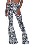 Herose Tall Ladies Floral Printed Slim Fit Ankle Length Flared Beach Pants S Black