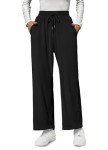 Anyproud Womens High Elastic Waist Casual Wide Leg Palazzo Pants Trousers with Pocket(Black, Small)