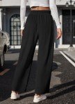 Anyproud Womens High Elastic Waist Casual Wide Leg Palazzo Pants Trousers with Pocket(Black, Small)