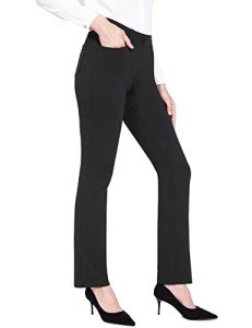 BALEAF Women's Petite Yoga Dress Pants Black Stretchy Work Slacks Business Casual Trousers with Pockets 29" Black XL