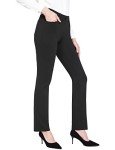 BALEAF Women's Petite Yoga Dress Pants Black Stretchy Work Slacks Business Casual Trousers with Pockets 29" Black XL