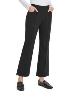 G4Free Womens Yoga Dress Pants with Pockets Wide Leg Businee Casual Pants High Waist Business Casual Ankle Pants Black