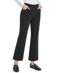 G4Free Womens Yoga Dress Pants with Pockets Wide Leg Businee Casual Pants High Waist Business Casual Ankle Pants Black