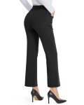 G4Free Womens Yoga Dress Pants with Pockets Wide Leg Businee Casual Pants High Waist Business Casual Ankle Pants Black