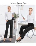 G4Free Womens Yoga Dress Pants with Pockets Wide Leg Businee Casual Pants High Waist Business Casual Ankle Pants Black