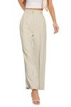 FUNYYZO Women's Wide Leg Pants High Elastic Waisted in The Back Business Work Trousers Long Straight Suit Pants for Summer