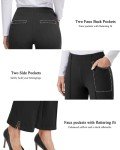 G4Free Womens Yoga Dress Pants with Pockets Wide Leg Businee Casual Pants High Waist Business Casual Ankle Pants Black