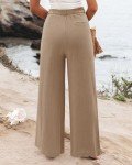 BETTE BOUTIK Teen Girl's Casual Wide Leg High Waisted Women Button Down Straight Long Trousers Pants(Camel,X-Large)