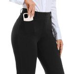 Work Pants Women Solid High Waisted Business Casual Pants Bootcut Dress Pants with Pockets Trendy Office Trousers, Pantalones De Cintura Alta para Mujer