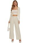 FUNYYZO Women's Wide Leg Pants High Elastic Waisted in The Back Business Work Trousers Long Straight Suit Pants for Summer