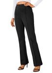 Urban CoCo Women's High Waist Elastic Flare Pants Casual Stretchy Bell Bottom Trousers (Black, XL)