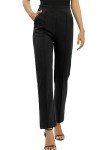 EXCHIC Women's Yoga Dress Pants Stretchy Casual Slacks Straight Leg Work Pants with Pockets, Black, Large