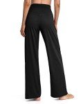 G4Free Womens Wide Leg Pants Yoga Pants with Pockets High Waisted Stretch Workout Loose Straight Leg Sweatpants(Black,L)