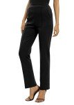 EXCHIC Women's Yoga Dress Pants Stretchy Casual Slacks Straight Leg Work Pants with Pockets, Black, Large