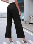 Bellcoco Wide Leg Pants for Women Lounge High Waisted Lightweight Loose Fit Elastic Adjustable Tie Knot Linen Belted Business Casual Work Flowy Laides Comfy Trousers with Pockets (Black Large)