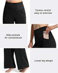 G4Free Womens Wide Leg Pants Yoga Pants with Pockets High Waisted Stretch Workout Loose Straight Leg Sweatpants(Black,L)