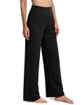 G4Free Womens Wide Leg Pants Yoga Pants with Pockets High Waisted Stretch Workout Loose Straight Leg Sweatpants(Black,L)