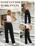 Voqeen Womens Cargo Pants Elastic Waisted Sweatpants Casual Fleece Warm Jogger Pant Lounge Trousers(Black,L)