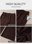 Aleumdr Wide Leg Sweatpants for Women High Waisted Long Pants with Pockets Baggy Yoga Jogger Sweat Pants 2024 Dark Brown Medium