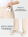 Libin Women's Bootcut Dress Pants 29" Business Casual Work Pants High Waisted Stretchy Slacks for Women Yoga Office Trousers with 4 Pockets, Khaki, 12