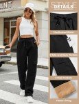 Voqeen Womens Cargo Pants Elastic Waisted Sweatpants Casual Fleece Warm Jogger Pant Lounge Trousers(Black,L)