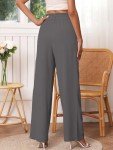 Heymoments Women's Wide Leg Dress Pants Dark Grey X-Large Lightweight with Pockets High Waisted Tie Knot Paperbag Palazzo Dressy Loose Comfy Business Casual Work Flowy Trousers