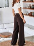 Aleumdr Wide Leg Sweatpants for Women High Waisted Long Pants with Pockets Baggy Yoga Jogger Sweat Pants 2024 Dark Brown Medium