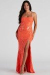 Burgundy Sequin Mermaid Prom Dress with Slit