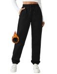 PINSPARK Women's Fleece Sweatpant Baggy Winter Warm Joggers Pant Outdoor Sweat Pants Drawstring Trousers Pockets Black