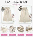 Dokotoo Palazzo Pants for Women Dressy Summer Flowy High Waist Drawstring Wide Leg Long Pants Casual Loose Breathable Lounge Yoga Trousers Ladies Beach Culottes Pants with Pockets Beige M