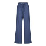 Women Casual Cotton Linen Pants 2024 Trendy Fall Causal Elastic Waist Lounge Trousers Lightweight Relax Fit Bottom