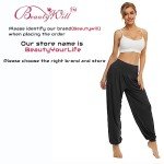 BeautyWill Harem Pants for Women, Cotton Loose High Waist Soft Athletic Elastic Waistband Yoga Pilates Pants (Black, XL)