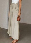 Dokotoo Palazzo Pants for Women Dressy Summer Flowy High Waist Drawstring Wide Leg Long Pants Casual Loose Breathable Lounge Yoga Trousers Ladies Beach Culottes Pants with Pockets Beige M