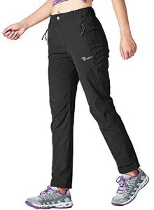 TBMPOY Women's Work Hiking Stretch Pants Quick Dry Lightweight Finish Sports with Zipper Pockets(Black CA L)