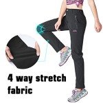 TBMPOY Women's Work Hiking Stretch Pants Quick Dry Lightweight Finish Sports with Zipper Pockets(Black CA L)