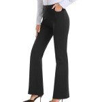 Work Pants for Women 2024 High Waist Dress Pant Stretch Athletic Workout Yoga Pants Casual Business Pant Trousers D-Black