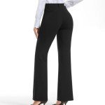 Work Pants for Women 2024 High Waist Dress Pant Stretch Athletic Workout Yoga Pants Casual Business Pant Trousers D-Black