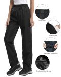 iCreek Women's Rain Pants Waterproof Hiking Pants Windproof Lightweight Over Pants Work Rain Outdoor for Golf, Fishing (Black, XX-Large/33 Inseam)