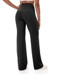 VOOVEEYA Yoga Pants Women with Pockets, Straight Wide Leg Pants High Waisted Work Dress Pants Petite/Regular/Tall (Black-XL)