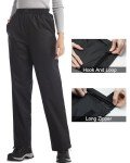 iCreek Women's Rain Pants Waterproof Hiking Pants Windproof Lightweight Over Pants Work Rain Outdoor for Golf, Fishing (Black, XX-Large/33 Inseam)