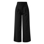 Women's Wide Leg Dress Pants High Waisted Casual Work Business Fall Loose Flowy Comfy Palazzo Trousers with Pockets, A- Black, Large