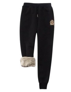 Snoly Women's Warm Sherp-Lined Sweatpants Winter Running Active Thermal Fleece Jogger Pants, Black, Medium