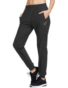 BALEAF Joggers for Women Hiking Jogging Pants Track Sweatpants Scrubs Pants for Women with Zipper Pockets-Black-M